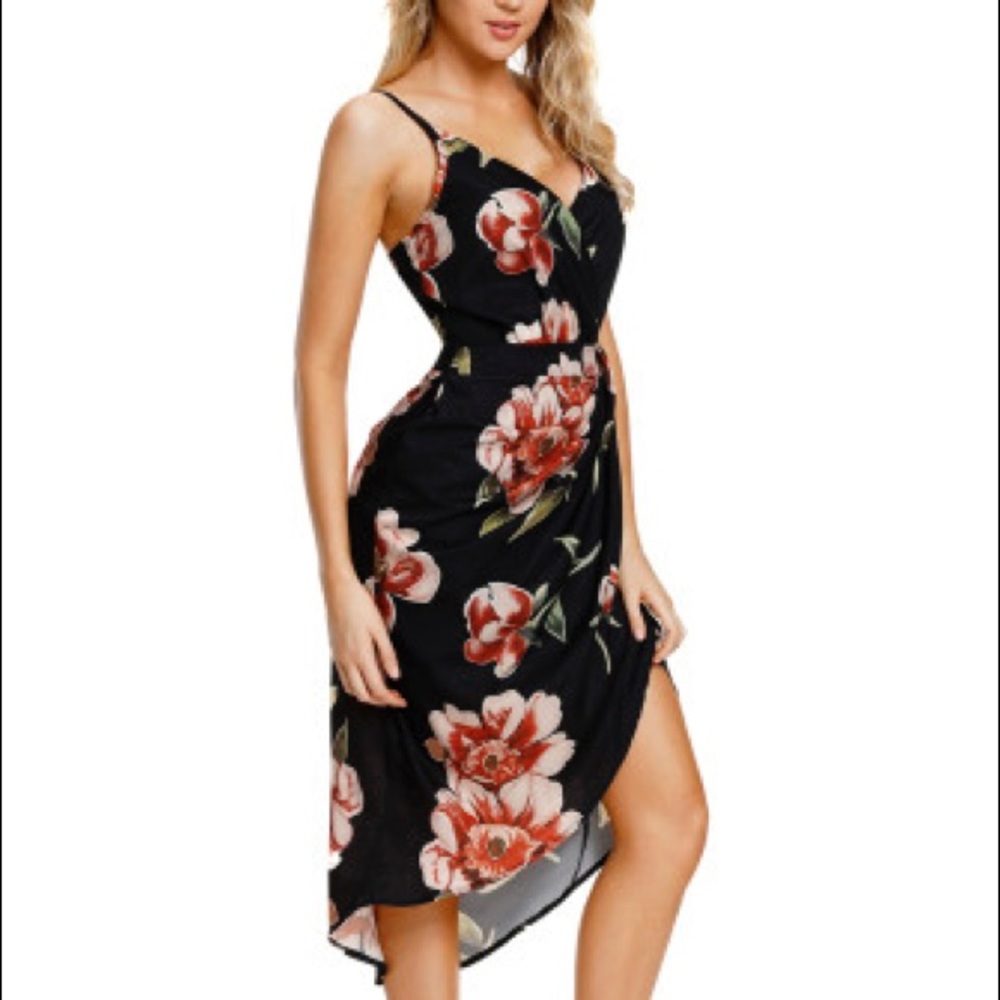 Festive Floral High-Low Dress
